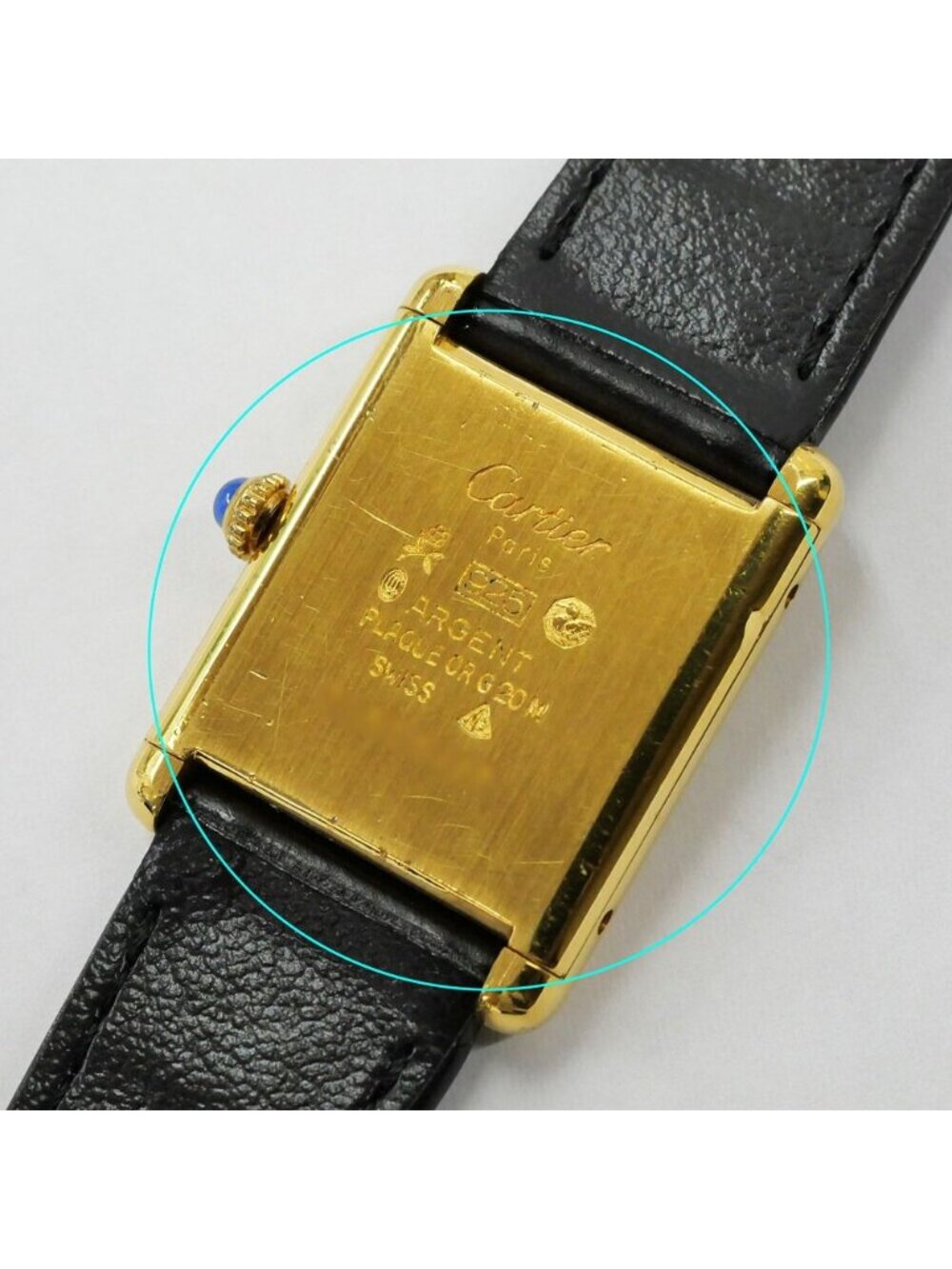 Cartier Must Tank LM Black Dial 925 Leather Vintage Manual Wind Watch - Picture 3 of 9